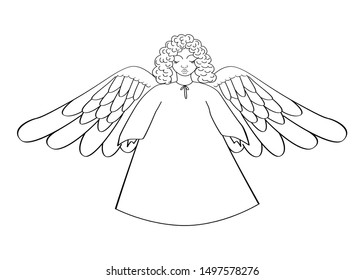 Vector Illustration Black Angel Outline Wings Stock Vector (Royalty ...