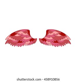Angel or bird wings ornamental silhouette. Vector illustration isolated on white background. 