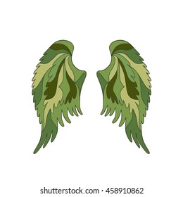 Angel or bird wings ornamental silhouette. Vector illustration isolated on white background.