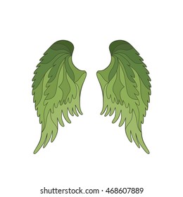 Angel or bird wings ornamental silhouette. Vector illustration isolated on white background.