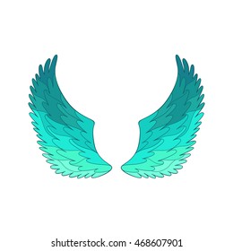 Angel or bird wings ornamental silhouette. Vector illustration isolated on white background. 