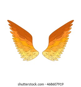 Angel or bird wings ornamental silhouette. Vector illustration isolated on white background.