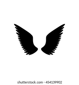 Angel or bird wings silhouette. Vector illustration isolated on white background. Monochrome icon.