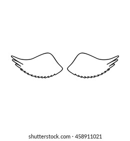 Angel or bird wings silhouette. Vector illustration isolated on white background. Monochrome line icon.