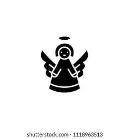 Angel black icon concept. Angel flat  vector symbol, sign, illustration.