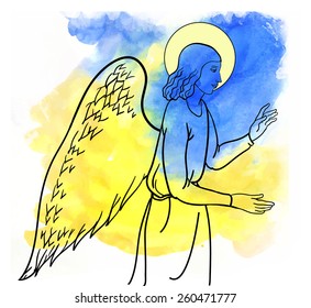 angel  blesses on watercolor background