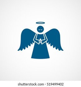 Angel Blue Flat Icon On White Background