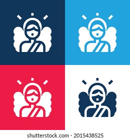 Angel blue and red four color minimal icon set