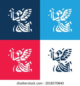 Angel blue and red four color minimal icon set