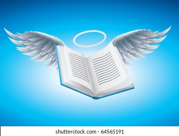 Angel book vector illustration. CMYK color mode. Elements are layered separately in vector file.
