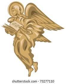 Angel with the book in vector, religion symbol, St. Matthew the Evangelist