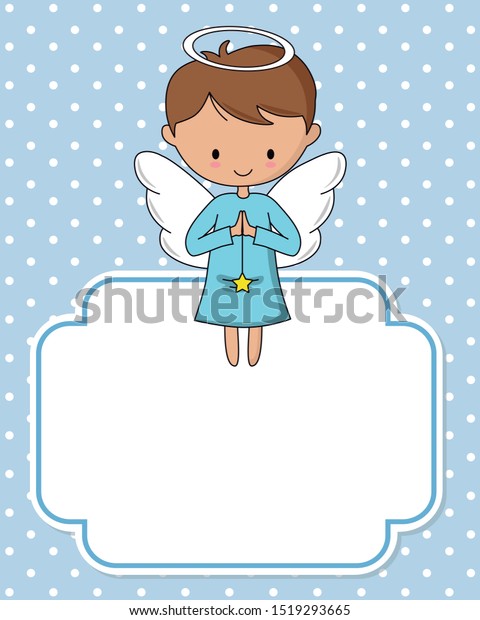 Angel Boy Star Frame Blank Space Stock Vector (Royalty Free) 1519293665 ...