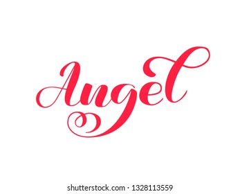 Angel brush lettering for clothes, card or poster. Vector illustration
