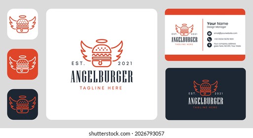 angel burger logo with stationary design