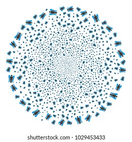 Angel burst globula. Object pattern done from scattered angel icons as exploding spheric cluster. Vector illustration style is flat iconic symbols.