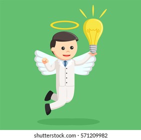 angel businessman with big bulb