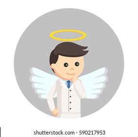 angel businessman in circle background