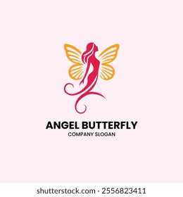 Angel Butterfly logo Design Vector