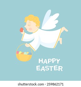 Angel carrying a basket with Easter eggs