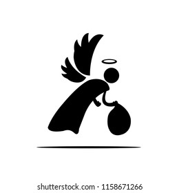 angel carrying a plastic bag. vector.