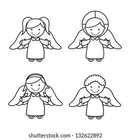 caricatura de ángel sobre fondo blanco. ilustración vectorial