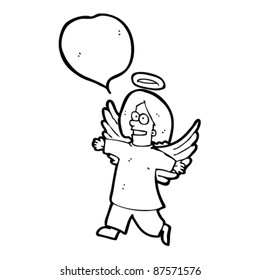angel cartoon with speech bubble