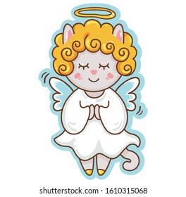 
Angel cat holiday decoration vector illustration