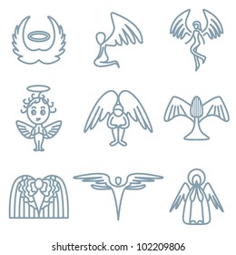 angel and charity icons vector set
