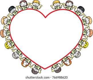 angel choir heart shape border