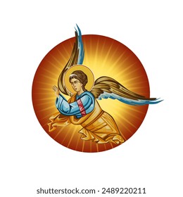 An Angel Christian illustration in Byzantine style 