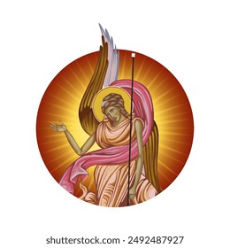 Angel. Christian illustration in Byzantine style 