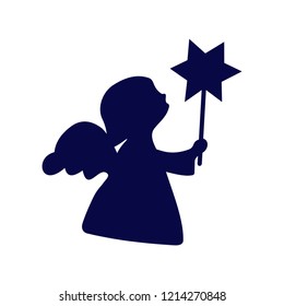 Angel with a Christmas star. Vector icon.