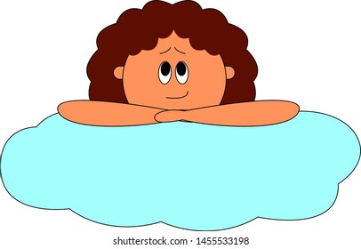 Angel in cloud, illustration, vector on white background.