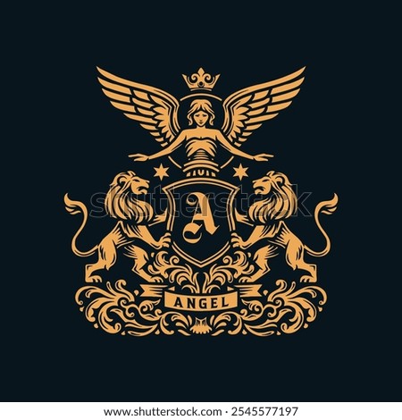 angel coat of arms logo design