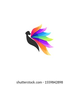 angel color logo design vector abstract