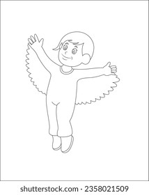 Angel coloring page | coloring book page | line art for kids and adults 