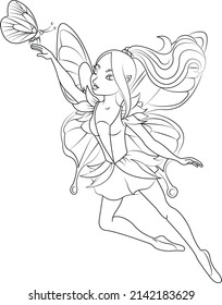 angel coloring page vector line art beauty