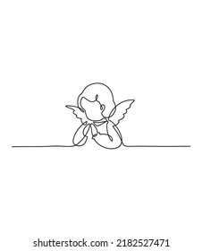 Angel. Continuous line art drawing vector illustration.