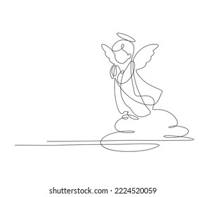 Angel. Continuous line art drawing. Vector illustration