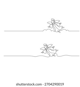 Angel. Continuous line art drawing vector illustration.