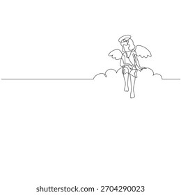 Angel. Continuous line art drawing vector illustration.
