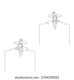Angel. Continuous line art drawing vector illustration.
