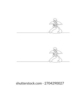 Angel. Continuous line art drawing vector illustration.