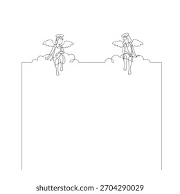 Angel. Continuous line art drawing vector illustration.