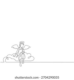 Angel. Continuous line art drawing vector illustration.