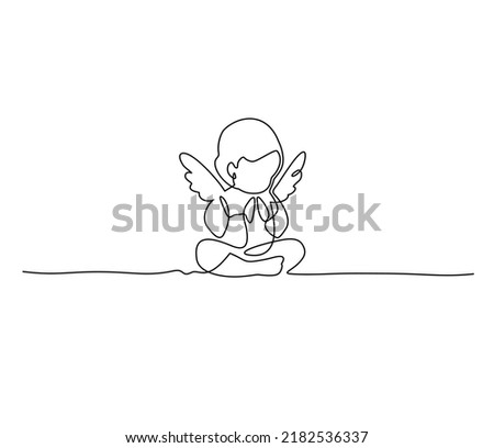 Angel. Continuous line art drawing vector illustration.