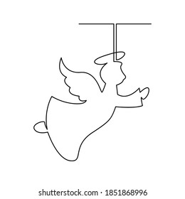 Angel, continuous line. Vector illustration, isolated on white background.
