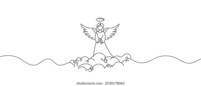 angel continuous one line drawing. Vector illustration.