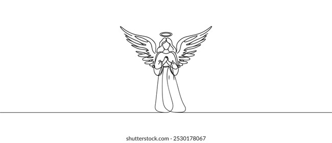 angel continuous one line drawing. Vector illustration.