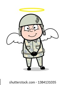 Angel Costume - Cute Army Man Cartoon Soldier Vector Illustration
